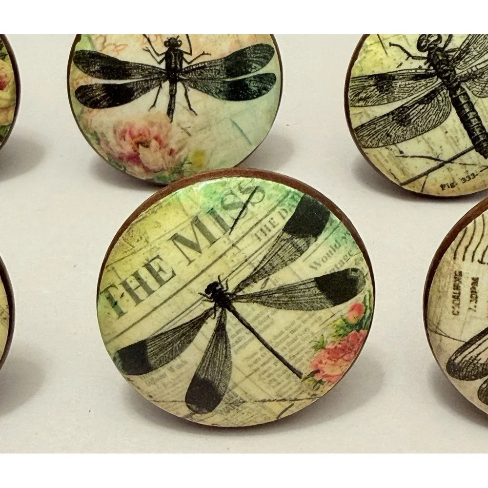 8 PC VTG Drawer Pull Pulls Furniture Knobs French Country Chic Shabby Dragonfly